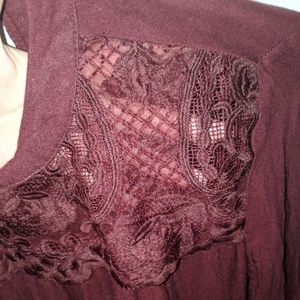 Long Sleeve Lace Trim Dress Shirt